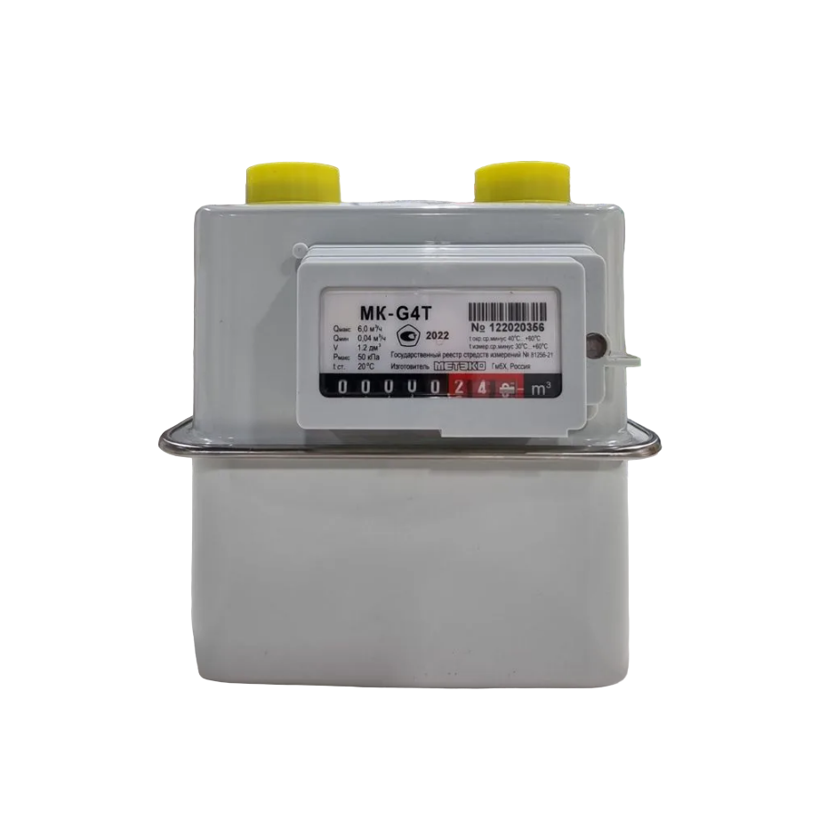 Счетчик газовый бытовой МК G4Т правый V1.2 (м\о 110мм, резьб.соед.32) Метэко 2025г.