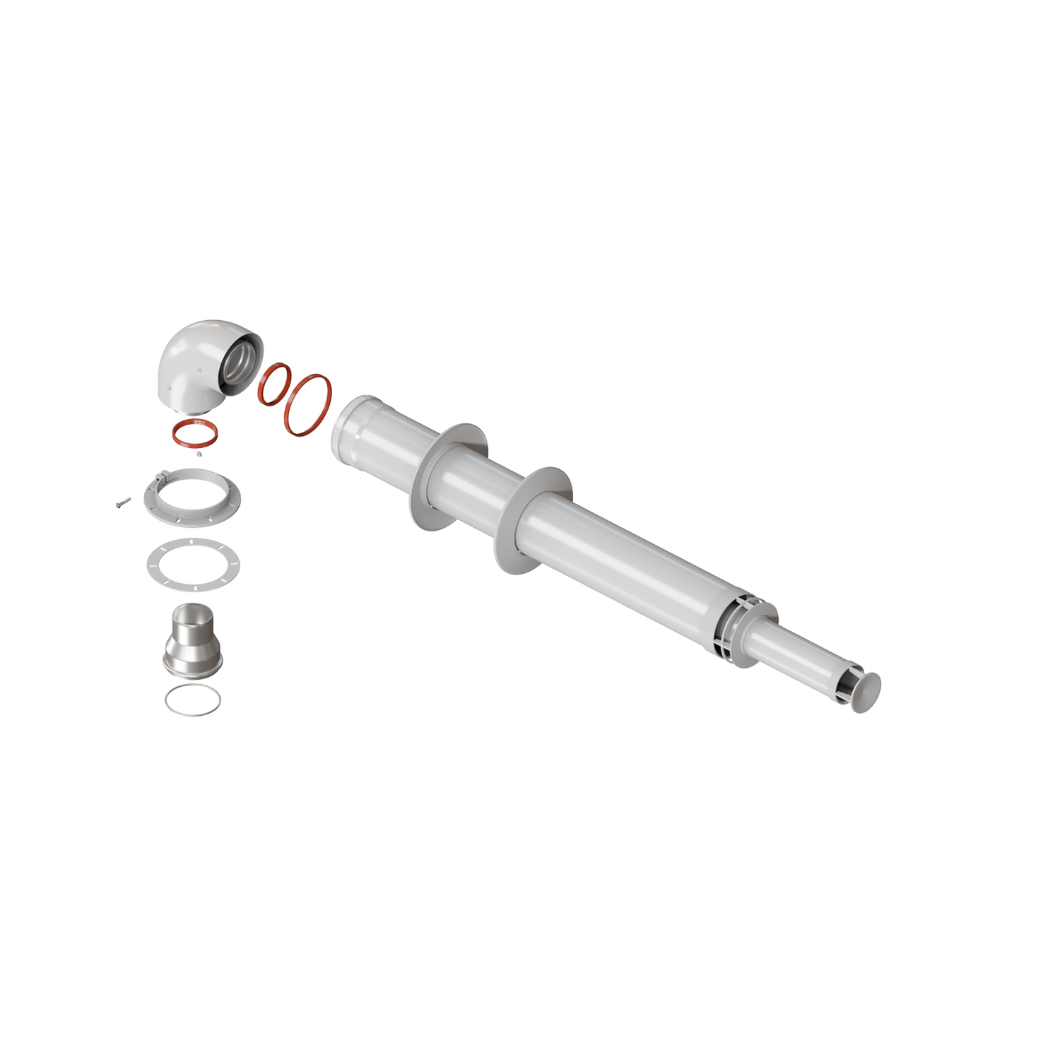 Комплект дымохода АНТИЛЕД D60/100 L1220 мм (рабочая длина 1000мм) (Navien Deluxe 75/100 стар.) в комплекте адаптер 60/75 для Navien и фланец KRATS