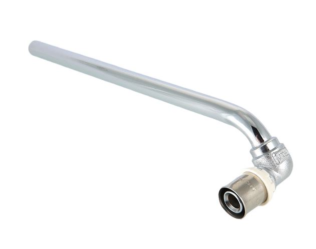 Угольник радиаторный пресс с латунной хром. трубкой 16х15мм 30см прав. Valtec