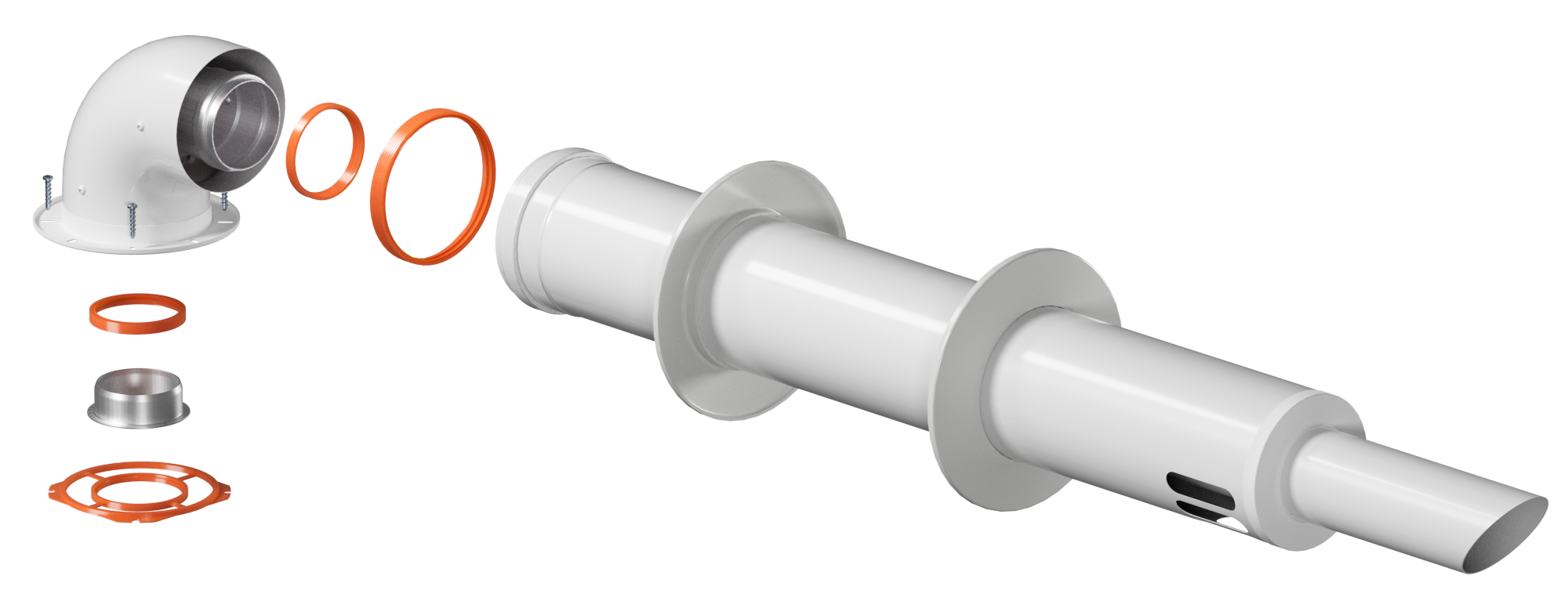 Комплект дымохода АНТИЛЕД D60/100 L1000 мм (рабочая длина 750мм) (IMMERGAS) со стальным фланцем косой стальной наконечник KRATS