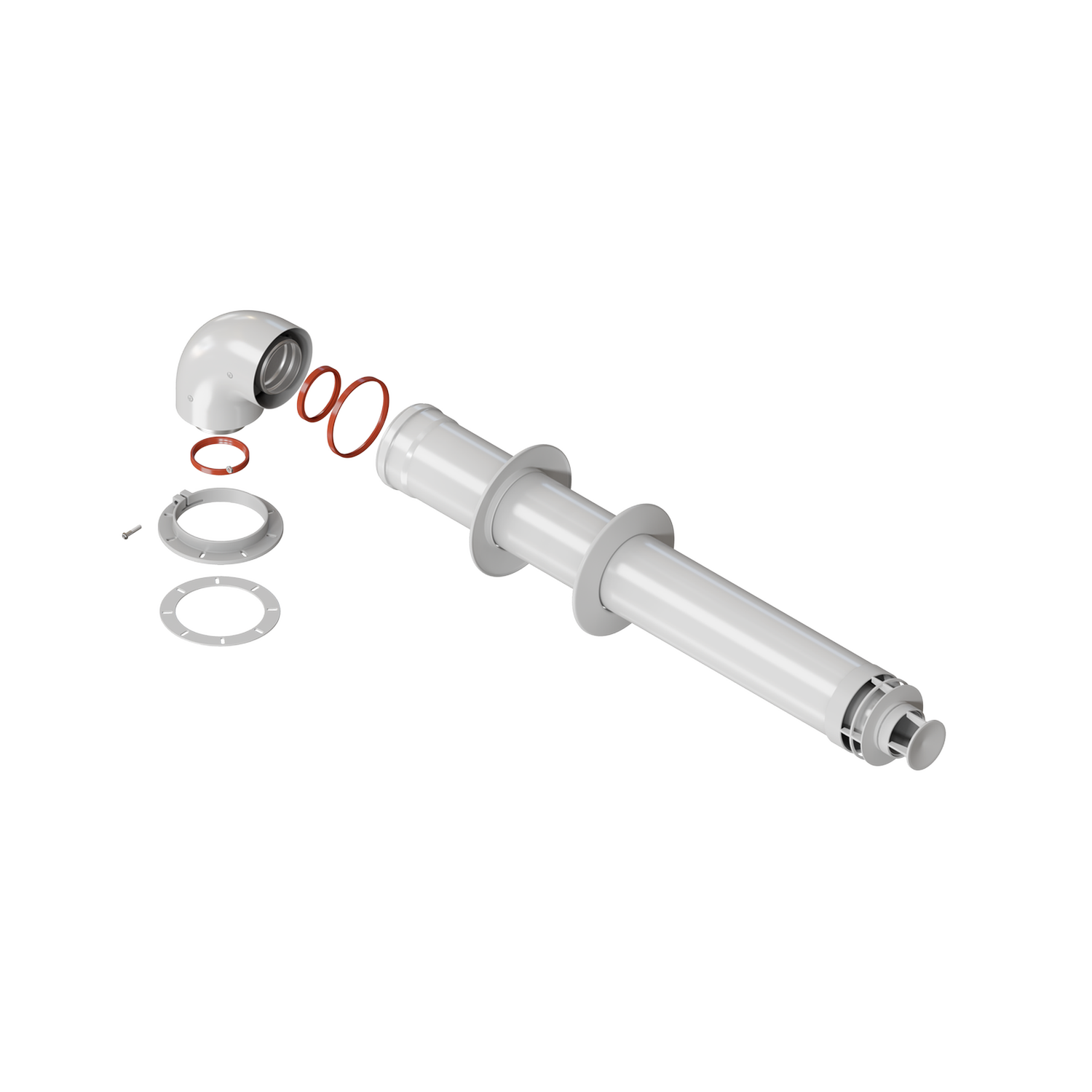 Комплект дымохода СТАНДАРТ D60/100 L900 мм (рабочая длина 700мм) (Bosch, Navien S/C/E, Baxi ECO Nova/Classic, FB)в комплекте фланец